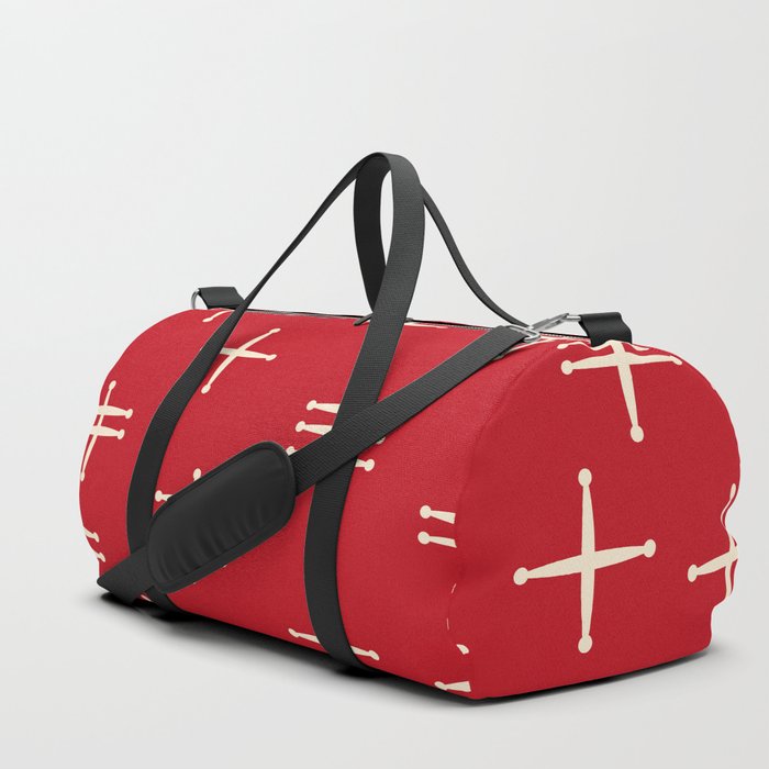 Seamless abstract mid century modern pattern - Red and White Duffle Bag
