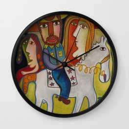 Viñales Cuban Cowboy Horseback Rider portrait painting by José Rodríguez Fuster Wall Clock