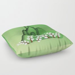 Yoga and meditation position in green Floor Pillow