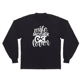 Wife Mother Cat Lover Cute Typography Quote Long Sleeve T-shirt