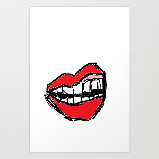 Rough sketch of Lips. Art Print