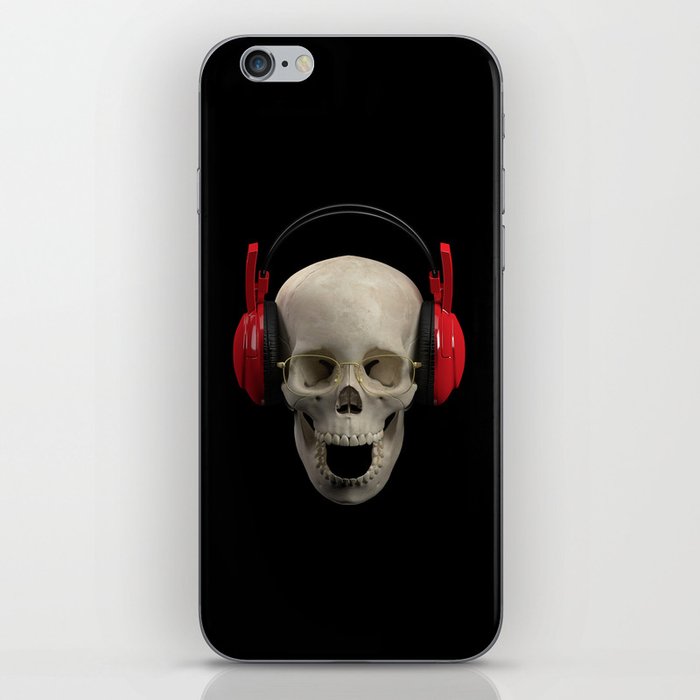 Skull in the headphones wearing glasses iPhone Skin