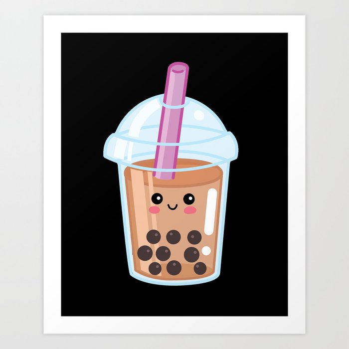 Cute Bubble Tea Cartoon Art Print by Superr Sunday Society6
