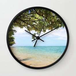 secluded beach Wall Clock | Seashore, Ocean, Paradise, Tropical, Waves, Coastal, Secluded, Hawaii, Photo, Travel 