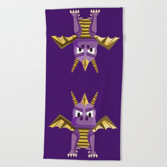 Spyro vector character fanart Beach Towel