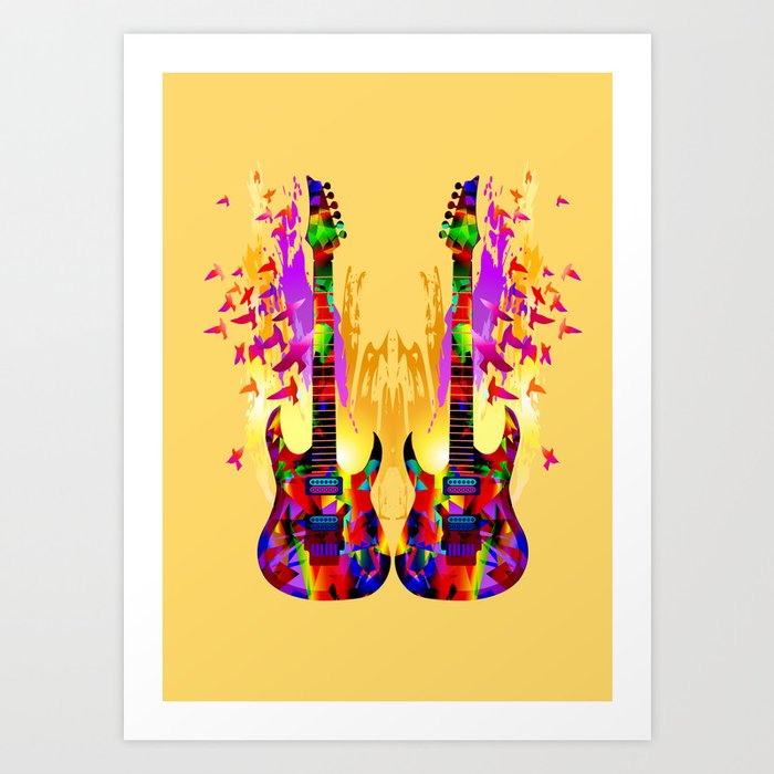 Colorful Music Instruments Painting Abstract Acoustic Guitar With