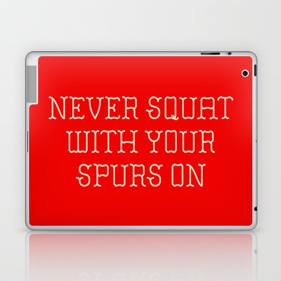 Cautious Squatting, Red and White Laptop & iPad Skin