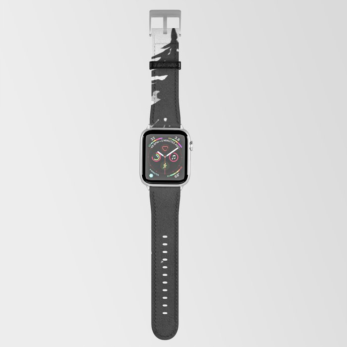 evergreens, black white, minimalist forest, reflections Apple Watch Band