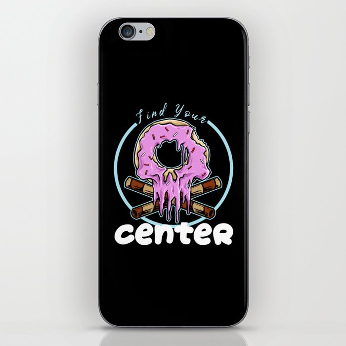 Find Your Center Grungy Skull Donut Pun iPhone Skin