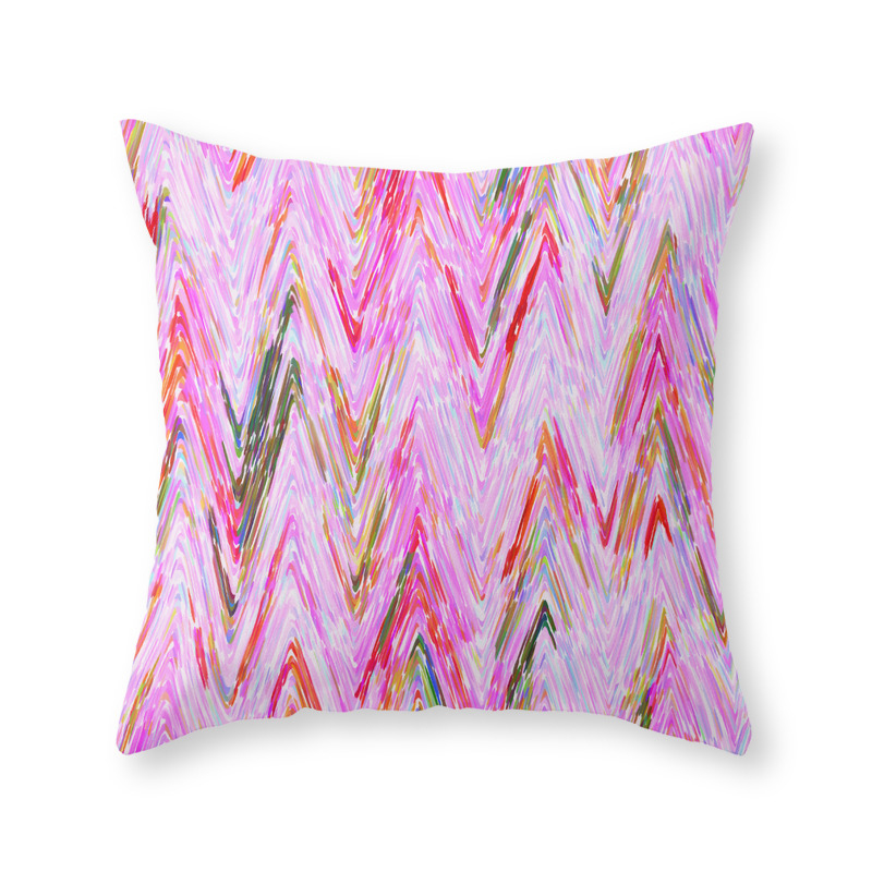 Girly Pink Abstract Chevron Geometrical Pattern Throw Pillow by girlytrend
