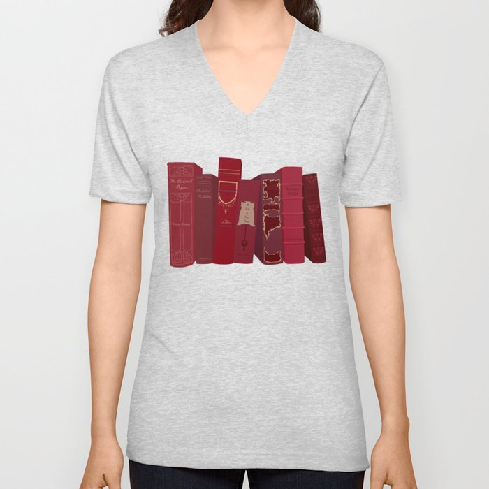 The Novels of Charles Dickens - Red V Neck T Shirt