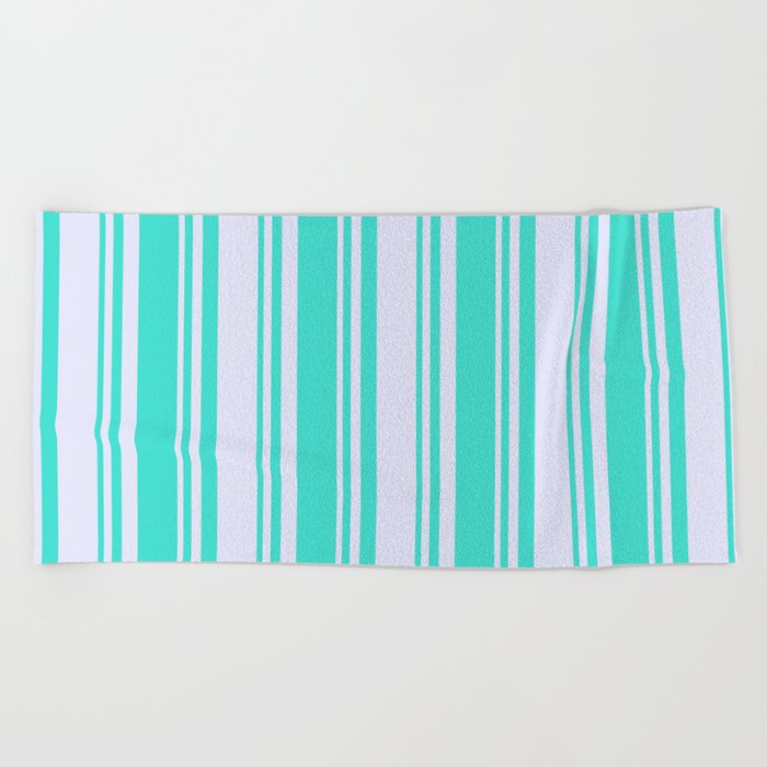 Lavender & Turquoise Colored Pattern of Stripes Beach Towel