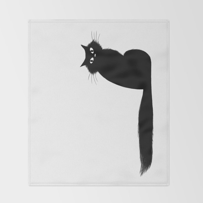 Long Tail Black Cat Throw Blanket By Mylifeisacartoon Society6