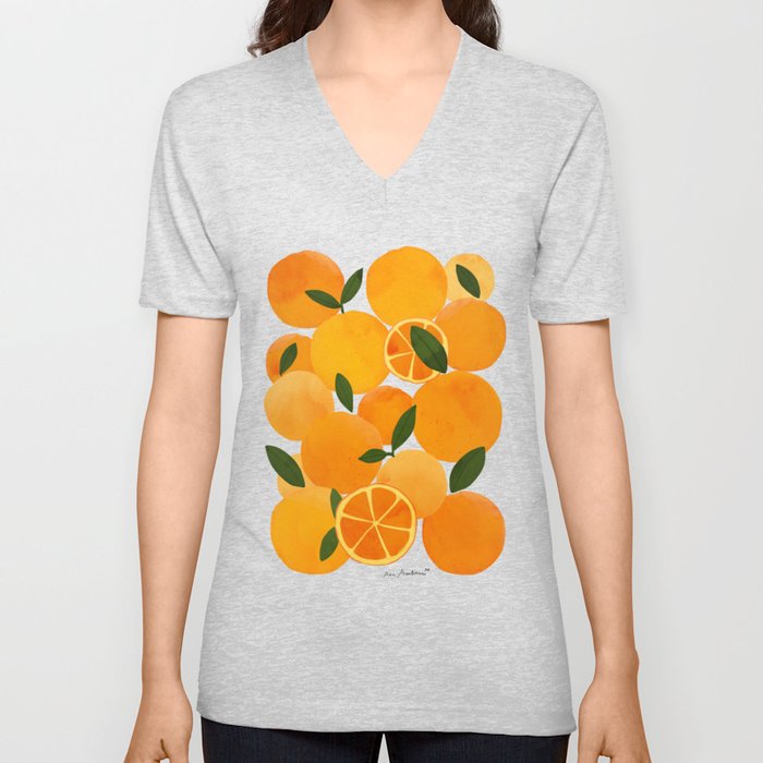 mediterranean oranges still life  V Neck T Shirt