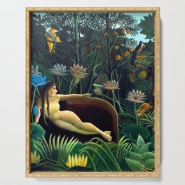 Henri Rousseau, The Dream (Le Rêve) 1910, Artwork for Wall Art, Prints, Posters, Tshirts, Men, Women, Youth Serving Tray