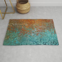 Vintage Copper and Teal Rust Area & Throw Rug