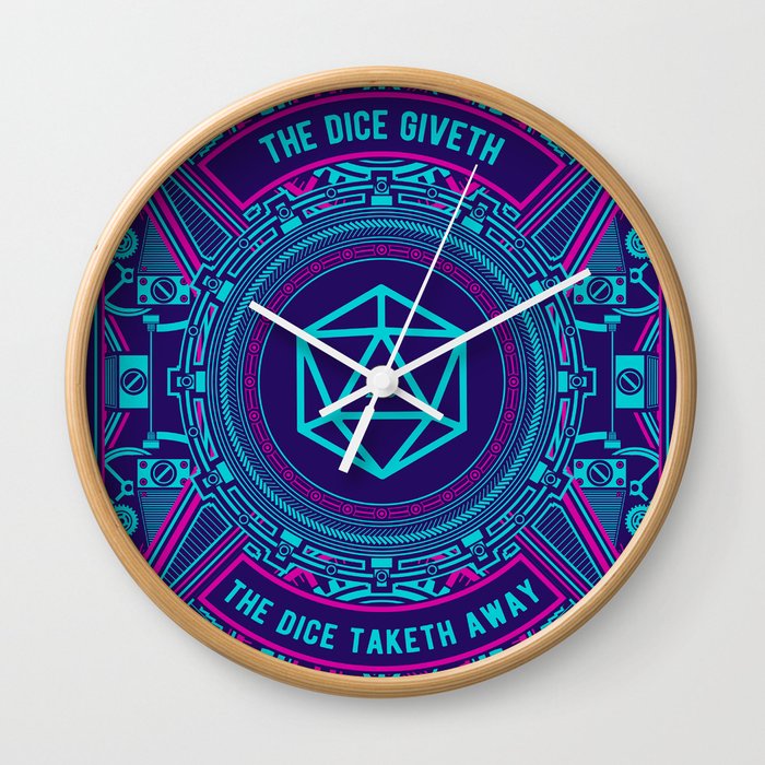 Dice Giveth and Taketh Away Cyberpunk D20 Dice Tabletop RPG Gaming Wall Clock