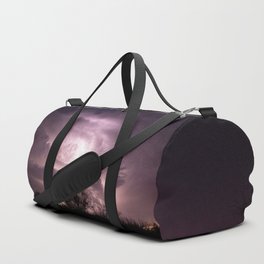 Inner Glow - Lightning Illuminates Storm Cloud as Stars Twinkle Above at Night in Oklahoma Duffle Bag