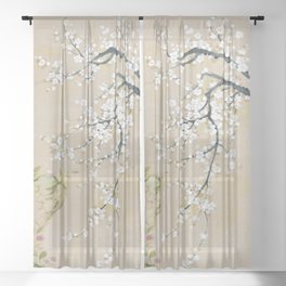 Ume flower painting,korean painting. chinoiserie. Sheer Curtain