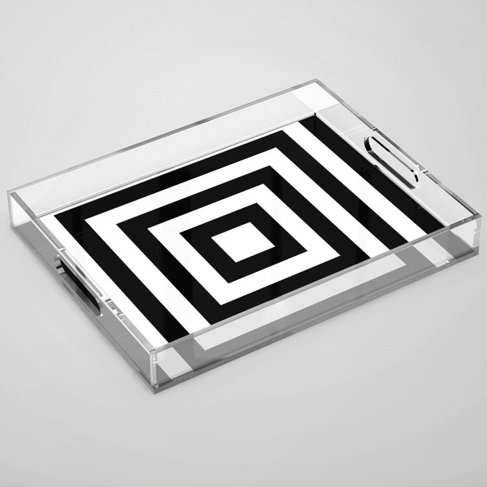 Classic Black White Squares Acrylic Tray