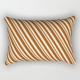 [ Thumbnail: Bisque and Brown Colored Lines Pattern Rectangular Pillow ]