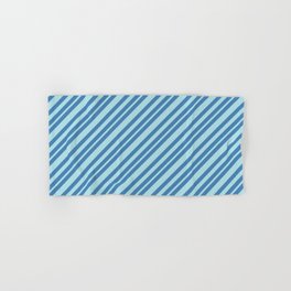 [ Thumbnail: Blue & Powder Blue Colored Striped/Lined Pattern Hand & Bath Towel ]