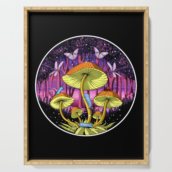Psychedelic Mushrooms Forest Serving Tray