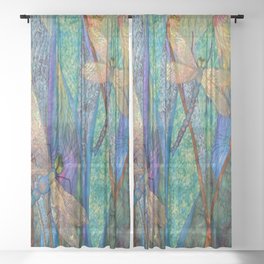 Colorful Dragonflies Sheer Curtain