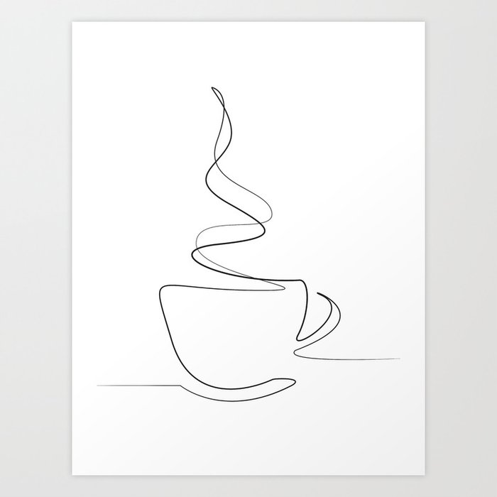 Minimal Coffee Line Art Art Print