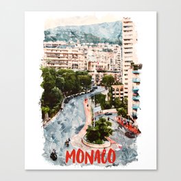Monaco Europe city watercolor Canvas Print