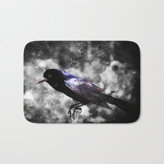 The Lonesome Purple Feathered Bird in the Mist Bath Mat