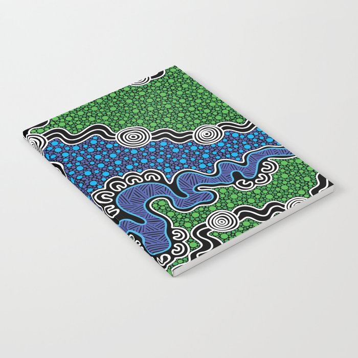 Authentic Aboriginal Art - The River (green) Notebook