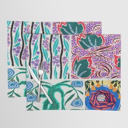 Retro Colorful Flower Market Vintage Floral Abstract Placemat
