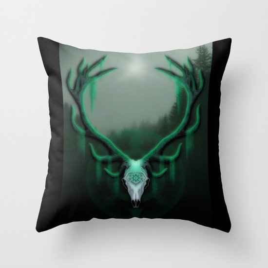 Wild Horns Throw Pillow