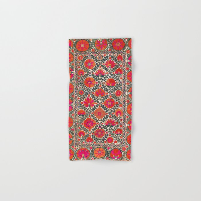 Kermina Suzani Uzbekistan Colorful Embroidery Print Hand & Bath Towel
