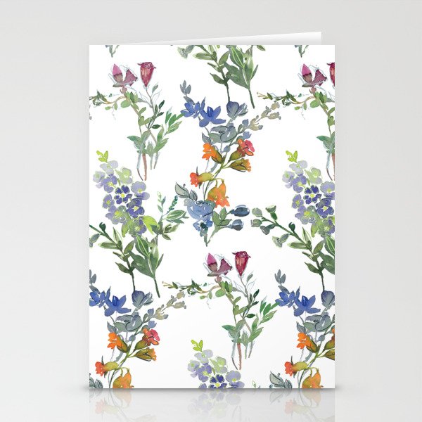 Hand Painted Watercolor Field Flowers Pattern | Pretty and Wild Stationery Cards