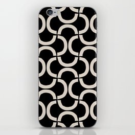 Mid Century Modern Abstract Arc Pattern 625 Black and Linen White iPhone Skin