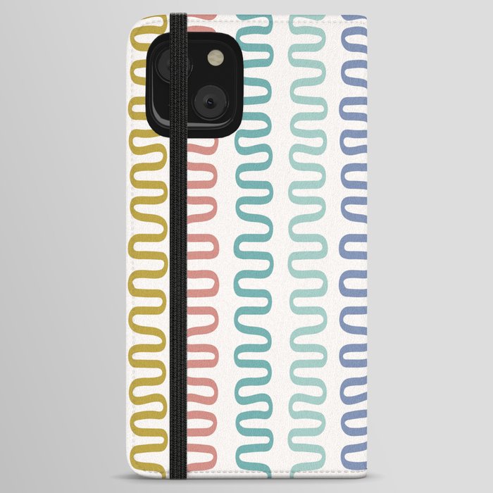 Abstract Shapes 240 in Happy Rainbow Retro theme (Snake Pattern Abstraction) iPhone Wallet Case