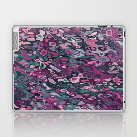 Green, Pink, Black abstract Water Color Design Gift Pattern Laptop & iPad Skin