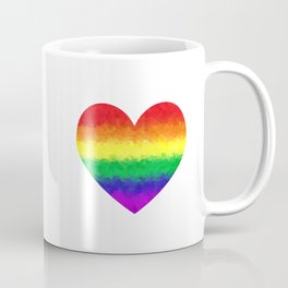 Pride Geometric Rainbow Heart LGBT Love and Support Coffee Mug