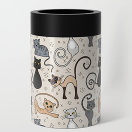 Cat lovers pattern with cute kittens Can Cooler