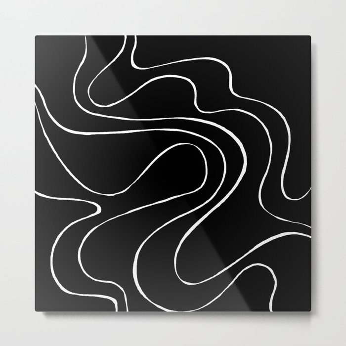 Ebb and Flow 2 - Black on White Metal Print