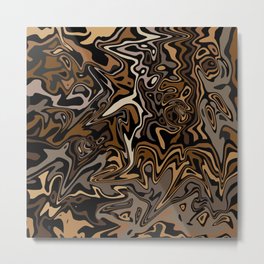 Abstract Liquid Swirl Pattern Shades of Brown Metal Print