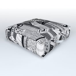 Skyscraper City Seamless Pattern, hand drawing of different high-rise buildings like Manhattan in isometric projection. Illustration Outdoor Floor Cushion