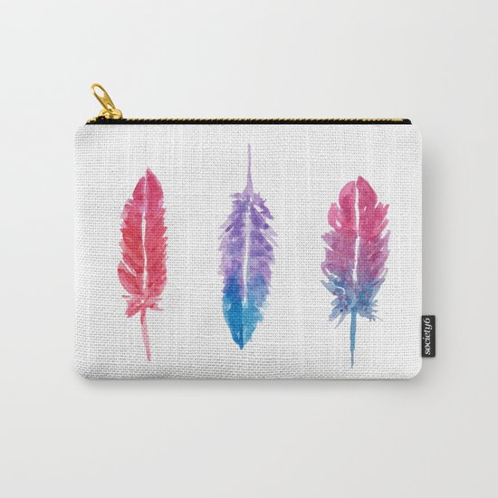 Watercolor Feathers Carry-All Pouch