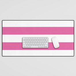 Icing Pink Cupcake and White Wide Cabana Stripes Desk Mat