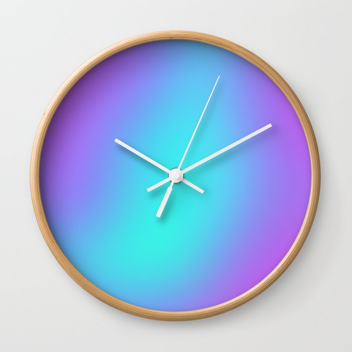 Fuchsia Purple Aqua Gradient Wall Clock