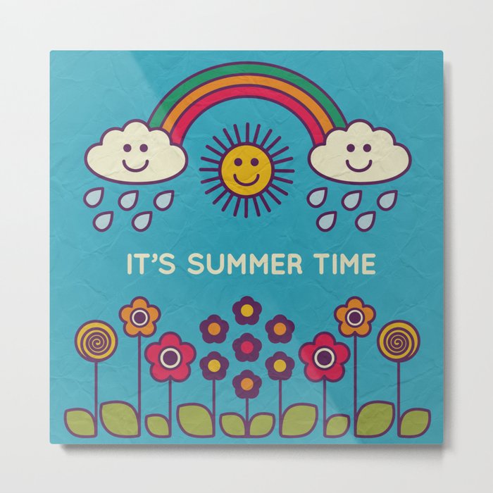 Cute summer poster with text - illustration Metal Print