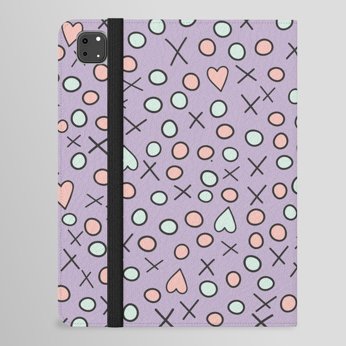 Hearts and shapes design in purple, pink and green iPad Folio Case