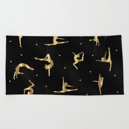 Black and Gold Gymnastics Beach Towel